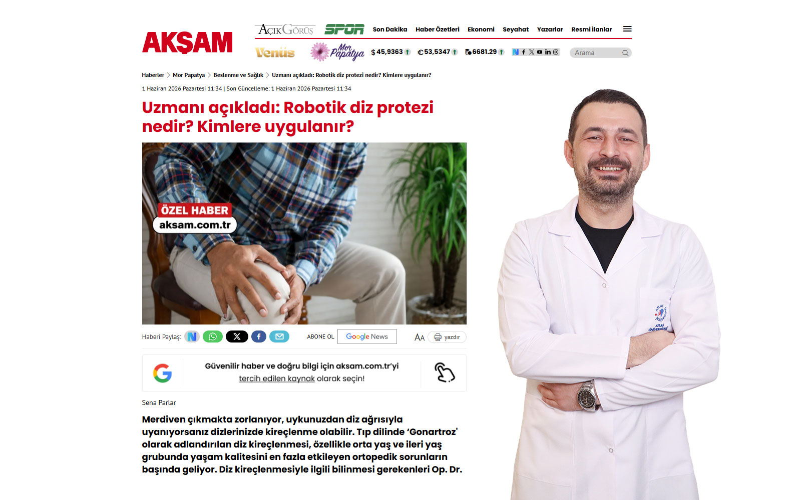 uzmani acikladi robotik diz protezi nedir kimlere uygulanir